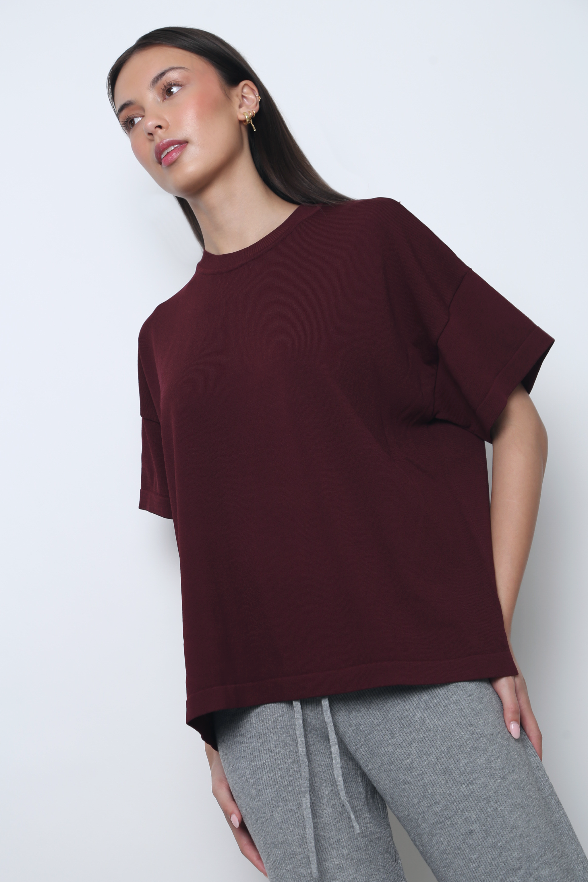 Darcy V2 Oversized Boxy Knit Merlot (Backorder II)