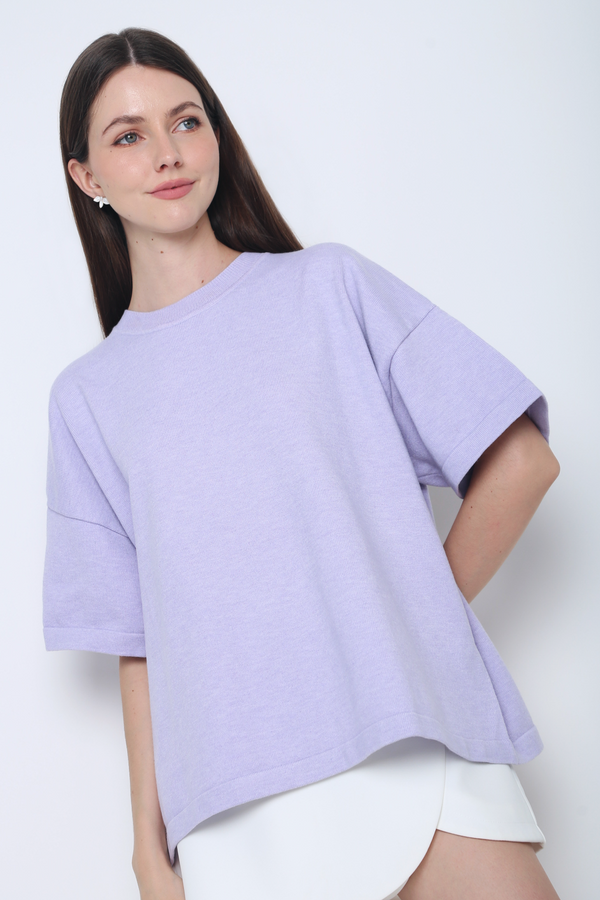 Darcy Boxy Knit Top Periwinkle