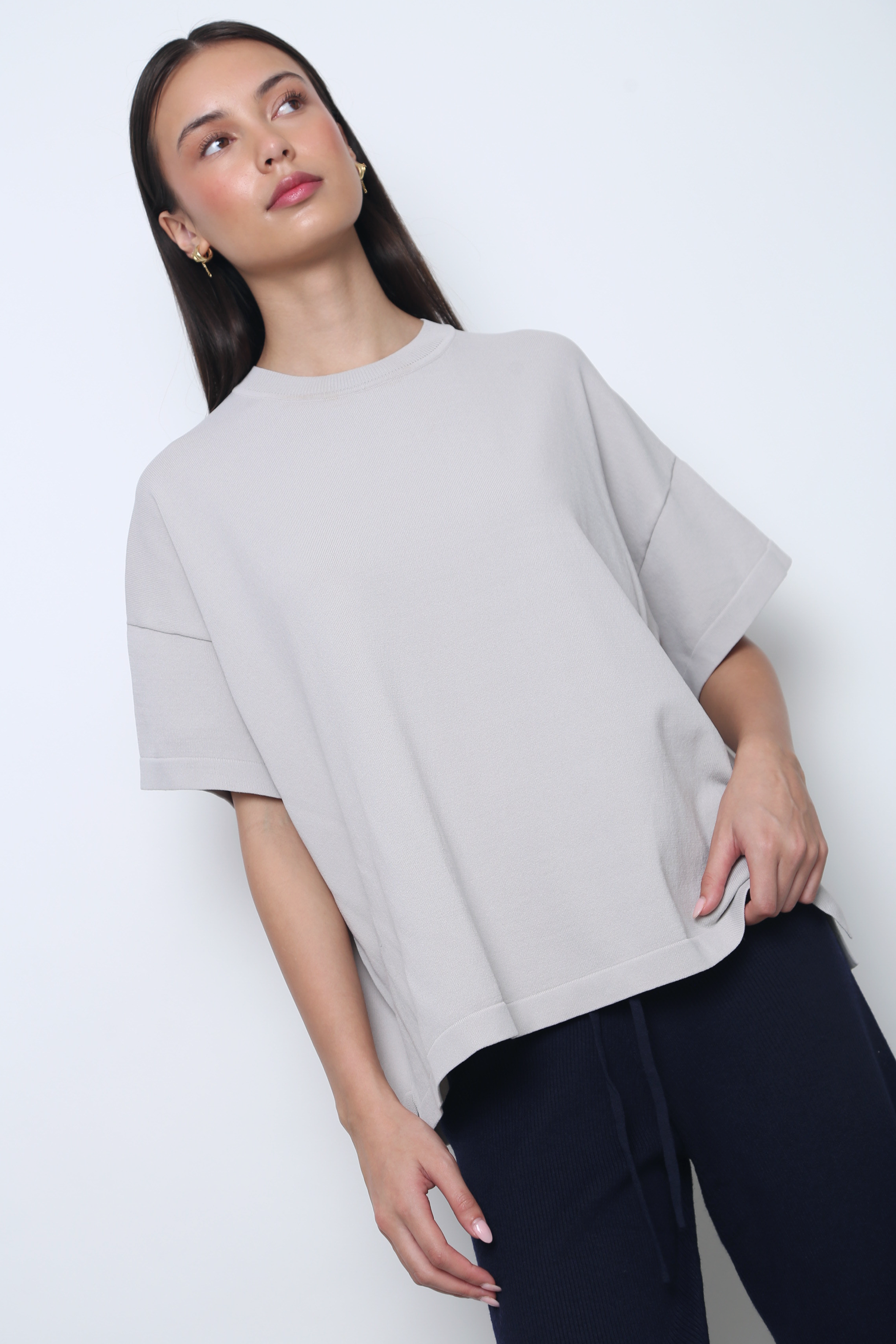 Darcy V2 Oversized Boxy Knit Stone White (Backorder)