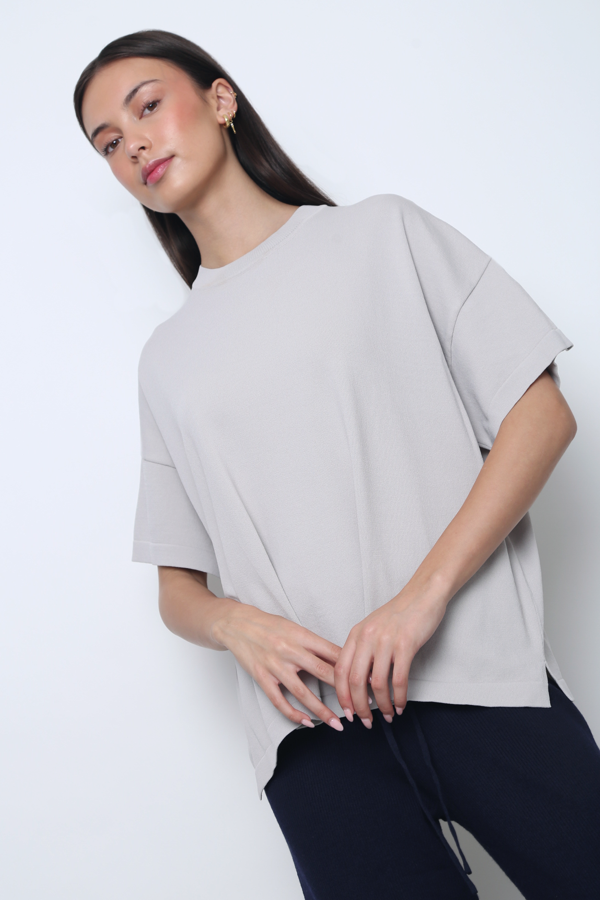 Darcy V2 Oversized Boxy Knit Stone White (Backorder)
