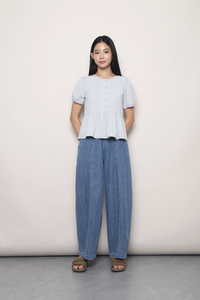 Dear Pleat Peplum Blouse Powder Blue (Backorder)