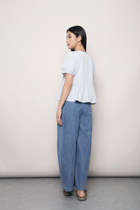Dear Pleat Peplum Blouse Powder Blue (Backorder)