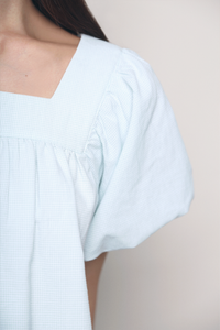Debs Checkered Puff Sleeves Blouse Mint