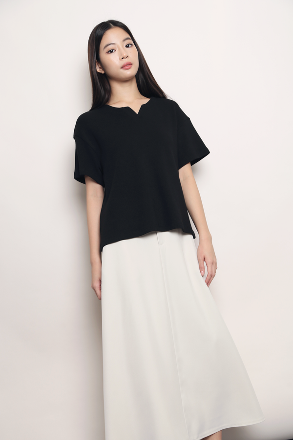 Easy On Repeat Waffle Tee Black