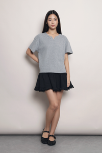 Easy On Repeat Waffle Tee Grey