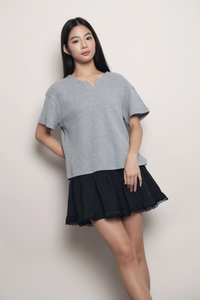 Easy On Repeat Waffle Tee Grey