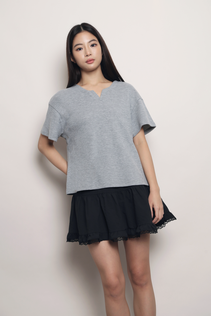 Easy On Repeat Waffle Tee Grey