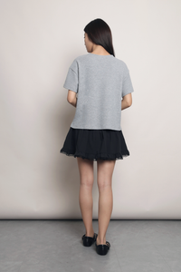 Easy On Repeat Waffle Tee Grey