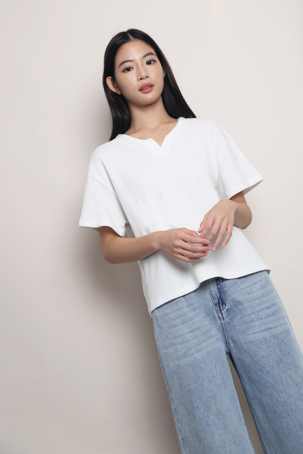 Easy On Repeat Waffle Tee White