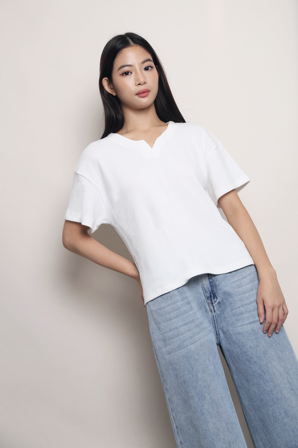 Easy On Repeat Waffle Tee White