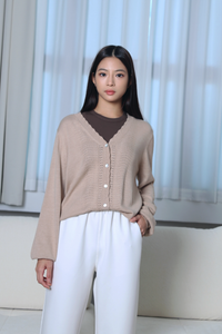Eclat Eyelet Cardigan Sand