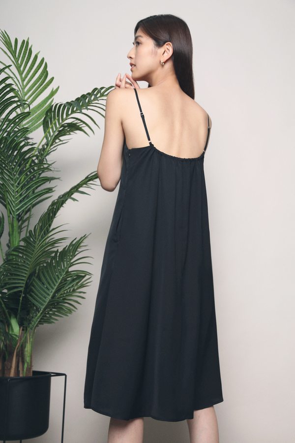 Jeron Scoop Back Midi Dress Black