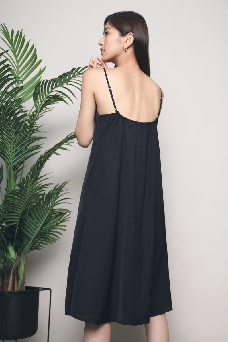 Jeron Scoop Back Midi Dress Black