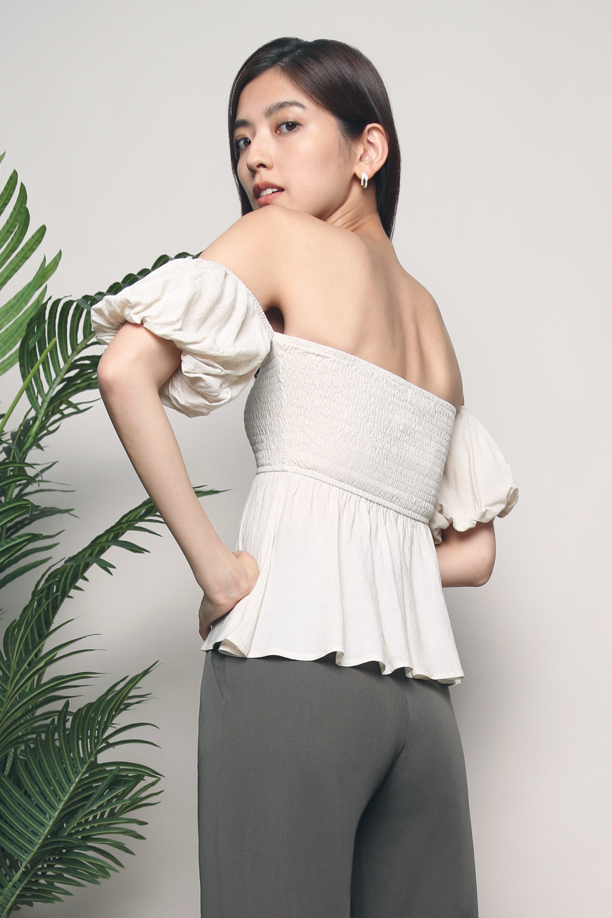 Jezreel Off Shoulder Babydoll Top Malt