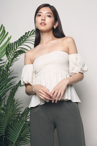 Jezreel Off Shoulder Babydoll Top Malt