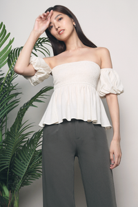 Jezreel Off Shoulder Babydoll Top Malt