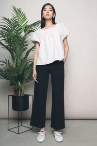 Debs Checkered Puff Sleeves Blouse Cream