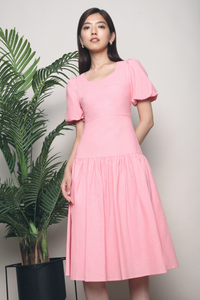 Nuna Dropwaist Midi Dress Pink