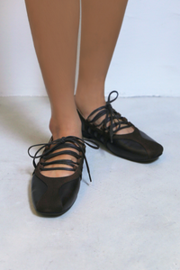 Eleanor Lace Up Leather Flats Brown