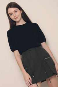 Eli Breezy Knit Blouse Black