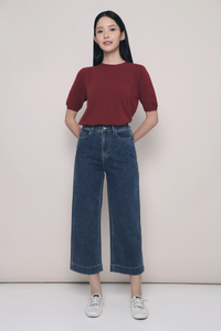 Eli Breezy Knit Blouse Burgundy