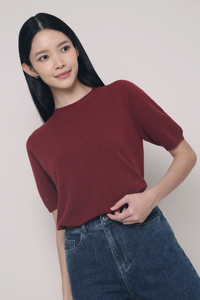 Eli Breezy Knit Blouse Burgundy
