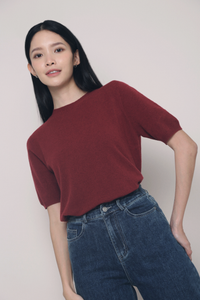 Eli Breezy Knit Blouse Burgundy