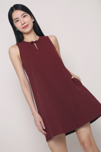 Aurelia Bow Shift Dress Burgundy