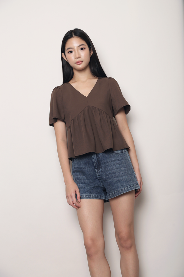 Empire Babydoll Top Brown