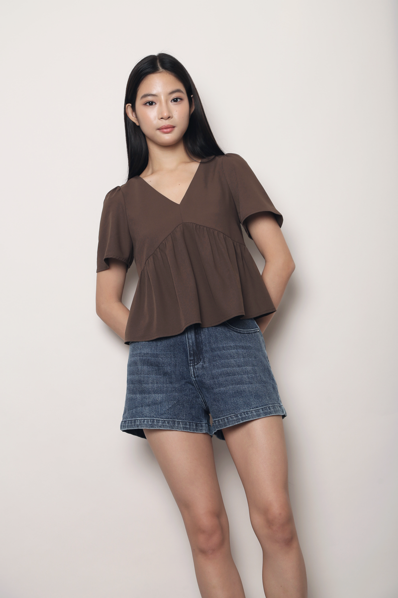 Empire Babydoll Top Brown