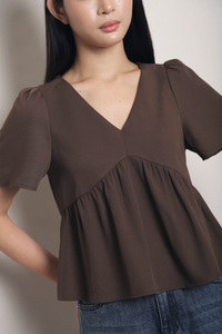 Empire Babydoll Top Brown