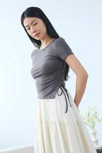 Ezy Ruche Handkerchief Tee Chestnut Brown