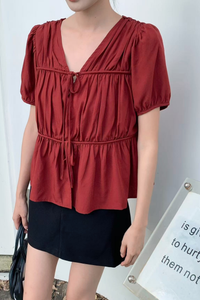 Fab Pleats V2 Blouse Cherry