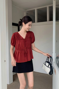 Fab Pleats V2 Blouse Cherry