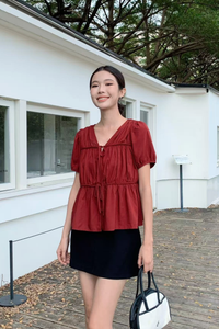 Fab Pleats V2 Blouse Cherry
