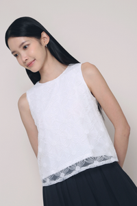 Falling Petals Embroidered Top White