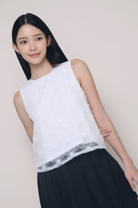 Falling Petals Embroidered Top White