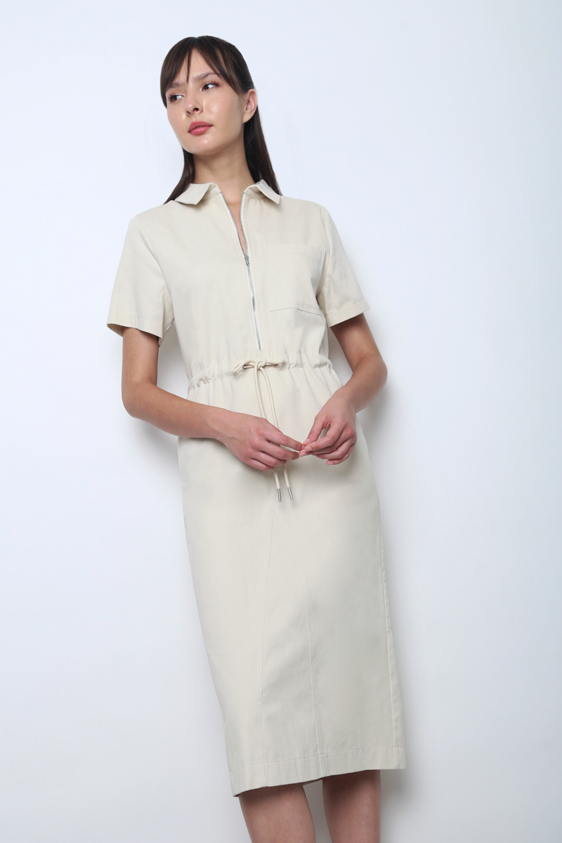 Fast Lane Utility Midi Dress Ivory Hollyhoque Fast Lane Utility Midi Dress Ivory Hollyhoque