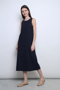 Field Song Linen Midi Dress Twilight Navy (Backorder)