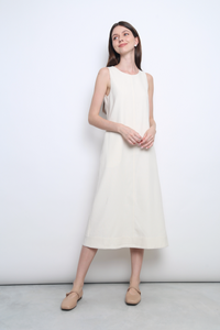 Field Song Linen Midi Dress Ivory (Backorder)