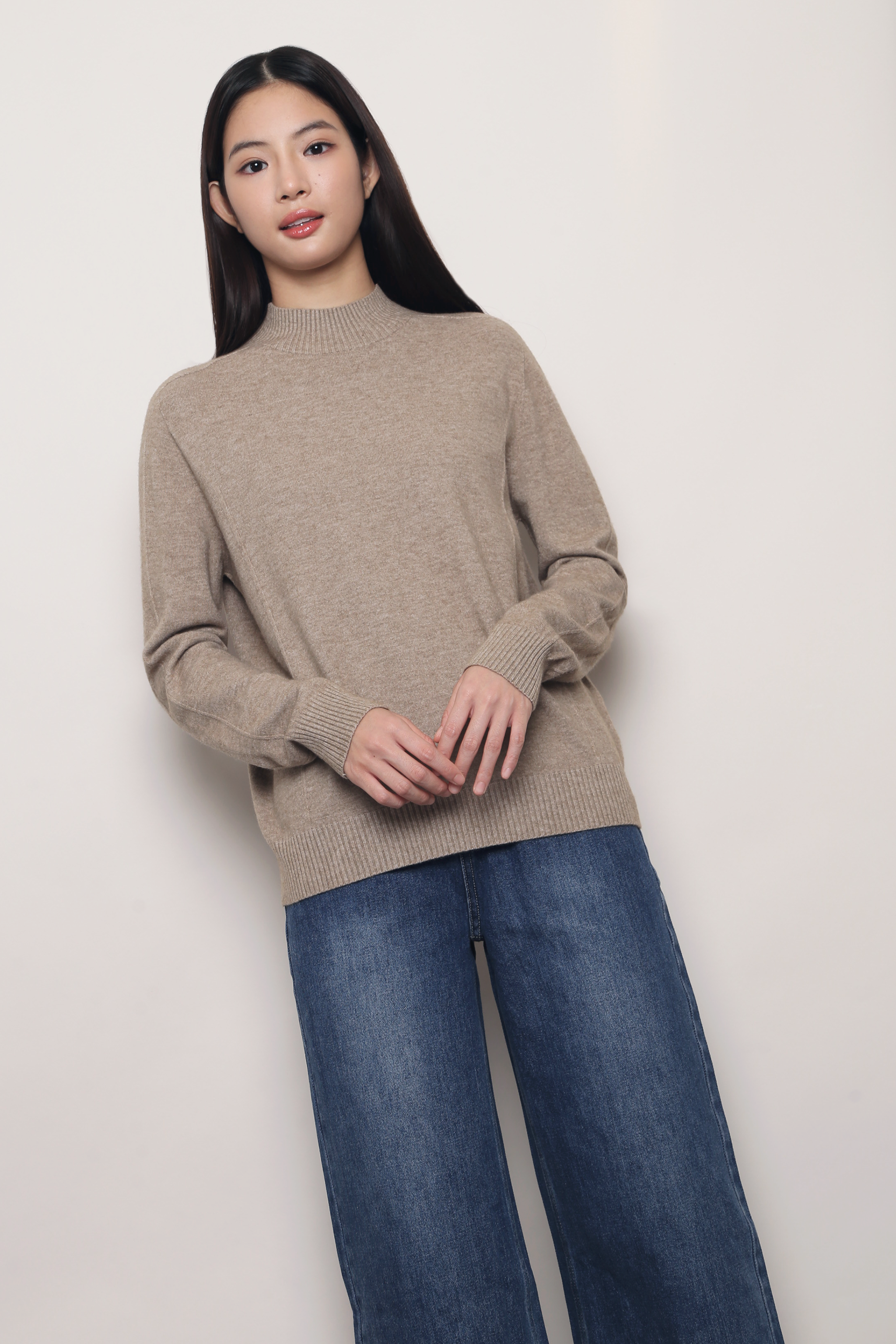 First Frost Turtle Neck Knit Pullover Taupe (Backorder)