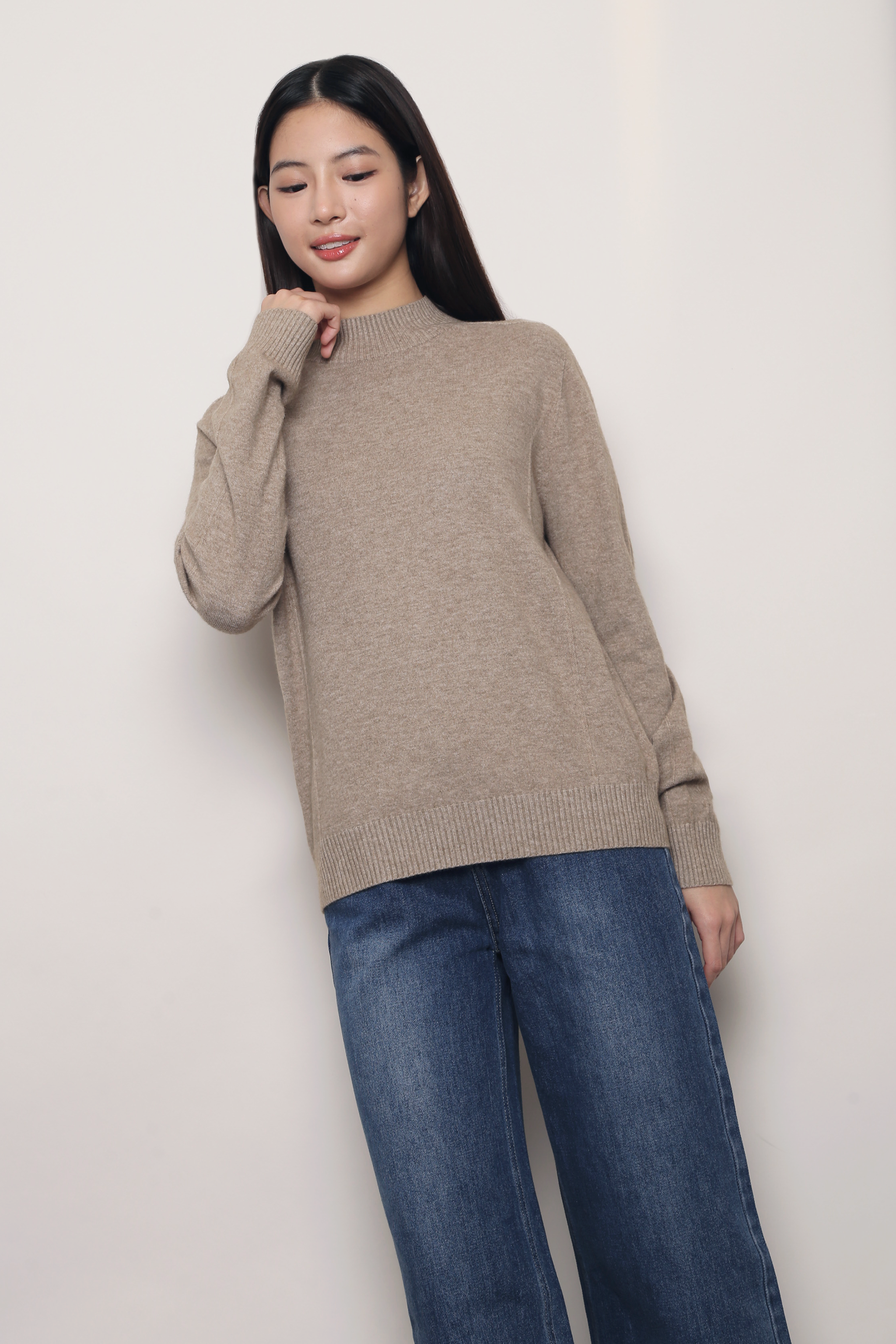 First Frost Turtle Neck Knit Pullover Taupe (Backorder)