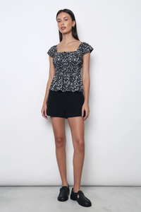 Fleurine Fan Sleeves Top Black