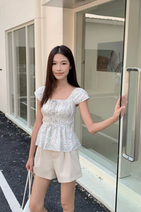 Fleurine Fan Sleeves Top White