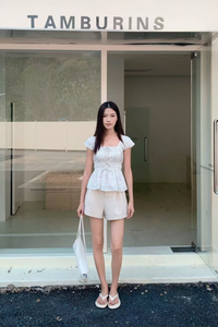 Fleurine Fan Sleeves Top White