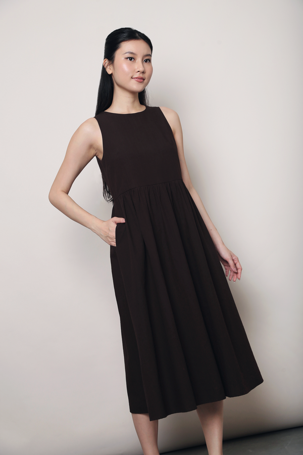 Flinders Sleeveless Midi Dress Brown (Backorder)