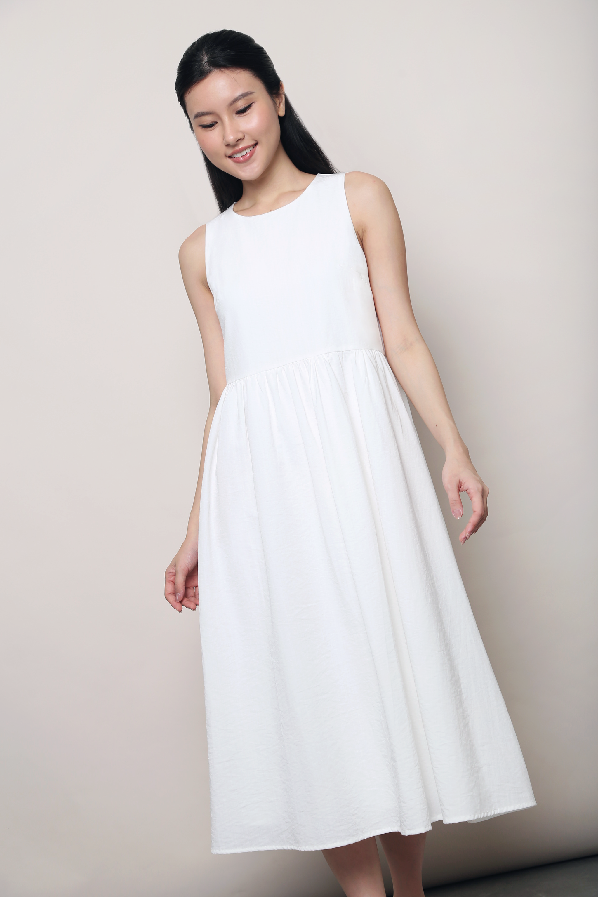 Flinders Sleeveless Midi Dress White