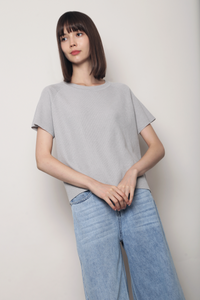 Forever Rib Knit Blouse Grey