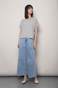 Forever Rib Knit Blouse Grey