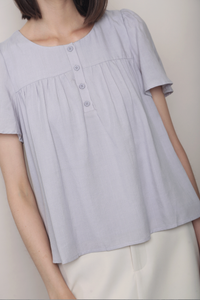 For Keeps Button Down Top Soft Blurple
